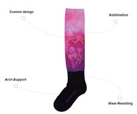 Vente en gros de chaussettes d'équitation personnalisées de haute qualité avec impression par sublimation pour femmes et enfants