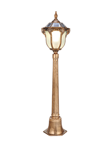 เสาไฟสวนพลังงานแสงอาทิตย์ ทองเหลือง LED IP66 พร้อมเซ็นเซอร์ตรวจจับความเคลื่อนไหว แสงวอร์มไวท์ โคมแก้ว สำหรับภายนอกอาคาร รับประกัน 10 ปี - Product Image 1