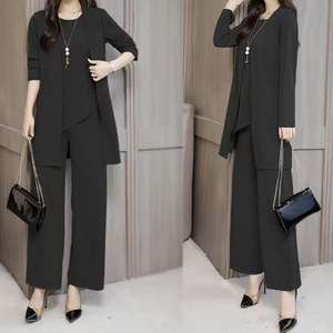Traje Largo <span class=keywords><strong>de</strong></span> Tres Piezas <span class=keywords><strong>para</strong></span> <span class=keywords><strong>Mujer</strong></span>, Traje Elegante Adelgazante, Talla Grande, Primavera y Otoño - Product Image 2