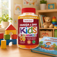 Gummies pour enfants à l'exportation - Direct usine - 60 unités - DHA Oméga-3, Oméga-6 et Oméga-9, 5-HTP pour la mémoire et le sommeil