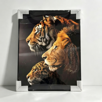 Décoration d'intérieur moderne de luxe, cadre photo en verre de porcelaine avec cristaux 5D, peinture murale en cristal d'animaux nordiques