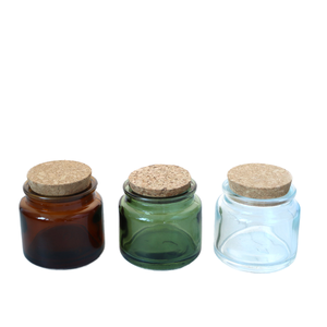 2026 Pot à bougie vide en verre transparent de 100 ml, rond, vert ambré, avec <span class=keywords><strong>bouchon</strong></span> en liège, pour bougies de soja - Product Image 2