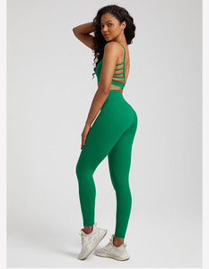 OEM ODMWomen Bra olahraga pinggul tinggi bernapas V punggung legging olahraga celana pendek tali tipis atasan 2 bagian setelan Yoga Gym Fitness Set - Product Image 5