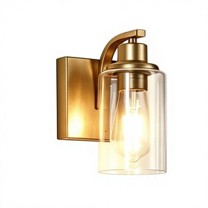 Custom Logo Gold Curved Bracket Upscale Nobility Luxury Iron Glass Wall <b>Lamp</b> for Commercial Use - Product Image 1