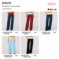 Pantalon de yoga Dingtai taille haute à revers, jambe large, pour femme, color block, contrôle du ventre, effet push-up, séchage rapide, respirant