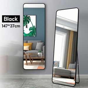 Espejo de longitud completa de pie de cristal dorado/Negro Nórdico moderno, tamaño personalizable para dormitorio y sala de estar, uso cosmético - Product Image 4