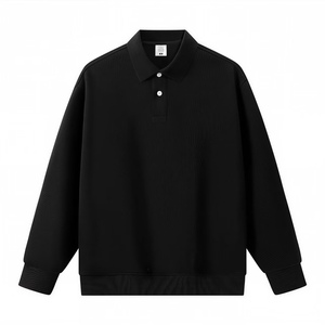 Sweat-shirt à col polo personnalisé de haute qualité, logo personnalisé, OEM, coupe ample, manches longues, pour homme et femme, tissu personnalisé - Product Image 2