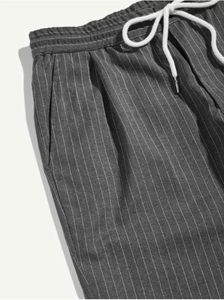 Vente en gros de pantalons de jogging légers et respirants en élasthanne/polyester avec cordon de serrage à la taille, style harem, rayures verticales, chino - Product Image 4