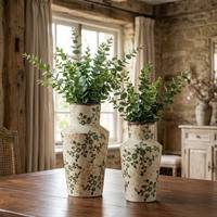 Nouveau vase en céramique de style chinois ARM LVG, multi-tailles, motif floral vert, en porcelaine craquelée, pour décoration artistique de la maison, récipients à fleurs