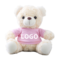 Cadeaux promotionnels ours en peluche blanc avec LOGO OEM chemises 20cm conception personnalisée peluche ours en peluche jouet en peluche