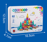 CE CPC 78 Piezas de Bloques Magnéticos de Plástico en Caja de Hierro Portátil de 3.75 cm, Juguete de Viaje, Bloques de Construcción para Niños