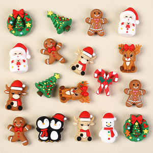 Cuentas de Silicona 3D de Navidad, 20-31mm, Grado Alimenticio, Libres de BPA, Cuentas Sueltas para Decoración de Bolígrafos, Mordedores, Papá Noel, Reno, Galleta de Jengibre - Product Image 5
