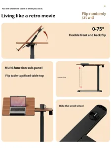 Mesa Móvil Elevadora de Madera, Mesa Auxiliar para Cama, Tablero Dividido Abatible, Mesa de Computadora Neumática, Mesa de Centro - Product Image 5