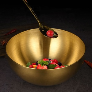 Bol <span class=keywords><strong>Ramen</strong></span> multifonctionnel en acier inoxydable doré 201 cuisine haute capacité Restaurant Maison Salade Fruits Riz Bols - Product Image 2