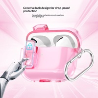 Étui portable antichoc pour Apple AirPods 5 4 pour AirPods Pro 2 3 Coque souple solide avec mousqueton Verrou de sécurité Couverture scintillante