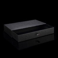 Boîte à tiroir rigide noire personnalisée avec doublure en éponge, impression offset, fabriquée en carton