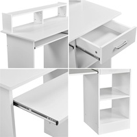 Étagère compacte pour bureau, compartiment réglable, sécurité CARB P2, 94 cm de hauteur, 27,2 kg, base en bois massif, table d'ordinateur pour la maison