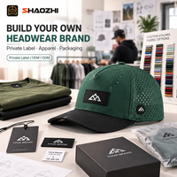 Casquette de performance personnalisée à 5 panneaux avec cordon, perforations laser, respirante, séchage rapide, broderie plate, logo de marque de vêtements
