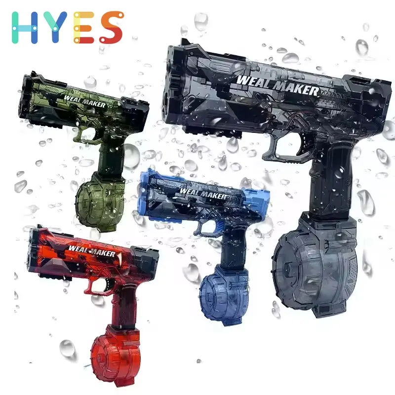 Huiye Burst Water Gun Transparents Automatic Absorption Injector Summer Toys Fun Outdoor Yard Pool Water Gun Children Toys Gifts
