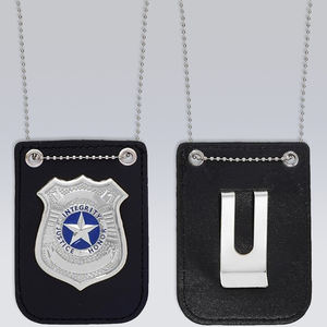 Badge personnalisé de <span class=keywords><strong>garde</strong></span> du <span class=keywords><strong>corps</strong></span> national, emblème de sécurité vierge en métal plaqué or et argent, avec étui et collier - Product Image 3