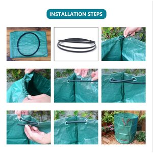 Sac à feuilles de jardin, fourre-tout de jardin conteneur de débris Pop-up poubelle d'<span class=keywords><strong>herbe</strong></span> paysage piscine feuilles collecteur 272L - Product Image 4