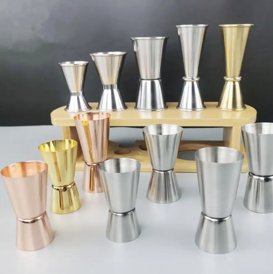 Bar Tool Edelstahl Doppelseitiger Kopfring 20/40 30/60ml Wein Messbecher Kupfer Gold Kupfer Cocktail BarJigger