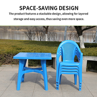 Table de repas d'extérieur empilable économique avec 4 chaises – Ensemble de tables et chaises en plastique épaissi pour marchés nocturnes et stands de restauration