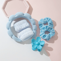 Set Headband Terry Cloth Lembut Multifungsi, Scrunchie Rambut, Gelang Spa, Spons, dan Headband Fashion untuk Mencuci Muka dan Perawatan Kulit