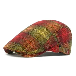 Retro Colorful Rendering Fashion Simple Plaid British Spring Autumn Advanced <b>Hats</b> Newsboy Cap Gradient Ivy <b>Hat</b> - Product Image 5