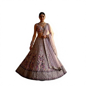 Divyam Creation – Robe de mariée traditionnelle indienne et pakistanaise pour femme, en tulle brodé et gaufré, séchage rapide, extensible, longueur ras du sol - Product Image 1