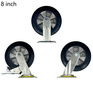 Ruota Girevole in Alluminio da 8 Pollici con Freno a Fascia Elastica, Ruota Solida da 200mm con Cuscinetto a Sfera, Capacità di Carico 300-400kg per Carrelli a Mano e Pallet - Product Image 5