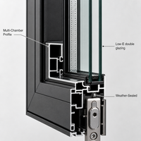Porte accordéon bi-pliante en aluminium sans rail inférieur, double vitrage Low-E, coupe-vent, de haute qualité, avec design moderne encastré
