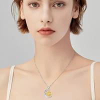 Collier pendentif lune et étoile en argent sterling 925 en gros pour femmes et filles, cadeau idéal pour la Saint-Valentin, les mariages et le quotidien