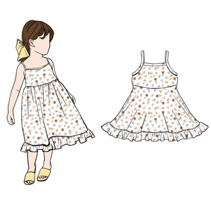 Robe pour filles en dentelle avec bretelles réglables en métal, longueur genou, imprimé personnalisé, livraison en 3-7 jours, modèle Cd6-2, avec bretelles papillon au dos - Product Image 6