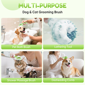Brosse de bain pour chien avec logo personnalisé, manche long, shampoing pour animaux de compagnie, brosse de massage en silicone pour chiot, brosse de douche pour chien avec distributeur de savon - Product Image 5