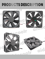 Ventilateur de refroidissement axial sans balais Aidecoolr ADC12025 12V 24V pour serveur, boîtier PC avec dissipateur thermique en plastique, refroidissement efficace du processeur