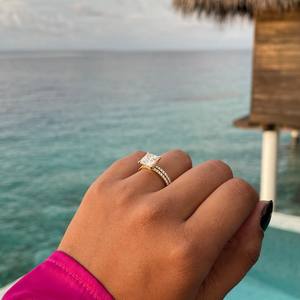 طقم خاتم خطوبة من ماي يي بتصميم الأميرة مع حجر سوليتير، مجوهرات ذهبية عيار 18 قيراط، خاتم زفاف بحجر موسانيت 2 قيراط للعروس - Product Image 5