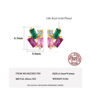 CZCITY anting-anting gaya Korea Wanita desainer perak <span class=keywords><strong>Zarconia</strong></span> 925 wanita trendi zirkon anting-anting warna-warni - Product Image 2