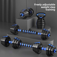 Ensemble d'haltères réglables, barres et kettlebells en plastique, portables, 2 kg à 100 kg, pour la maison