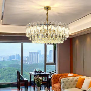 Art Housing Lustre Hotel Decorative Lighting Modern Gold Luxury K9 Crystal Round <b>Chandelier</b> - Product Image 2
