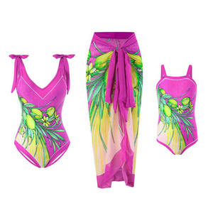 Ensemble bikini mère et fille Maillot de bain imprimé animal Maillot de bain moulant Maillot de bain une pièce Bikini avec robe en maille Cover up Sexy - Product Image 6