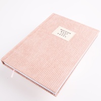 Agenda Diaria y Anual 2026 de Cuero y Tela de Pana, Color Rosa, Tamaño A5, Cuaderno de Notas, Bloc de Escritura