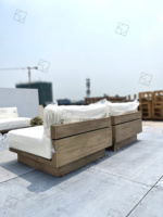 2025 personnalisé moderne teck extérieur canapé ensemble luxe Villa hôtels Patio jardin meubles tissu matériel pour salon salle à manger