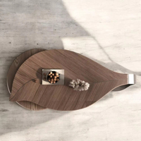 Table Basse de Luxe Ovale en Bois, Design Nordique Moderne, avec Piètement Métallique, pour Salon