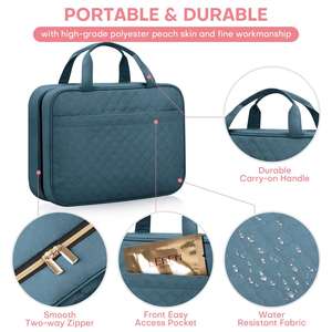 Organisateur de cosmétiques 3 en 1 résistant à l'eau, sac à maquillage portable avec crochet de suspension - Product Image 4