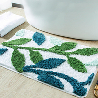 Tapis de bain en microfibre à absorption rapide, en forme de feuilles, flocage pelucheux, vente en gros