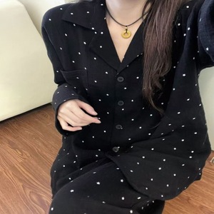 Completo pigiama da donna due pezzi in cotone nuvola con stampa stellare, maniche lunghe, lunghezza intera, collezione Primavera/Estate 2026 - Il più venduto - Product Image 4