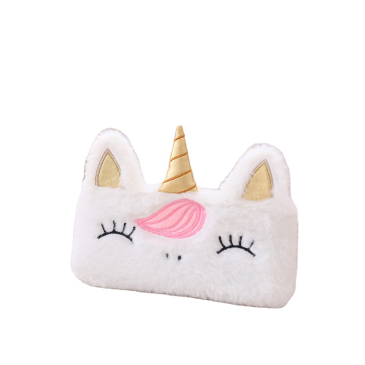 Unicorn Plush Pouch Cute Children's Mini Zip Pencill Storage Bag Customized Stuffed Animal Plush Bag