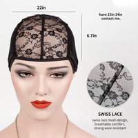 Filets à cheveux en plastique noir S M L, bonnets de perruque en maille extensible avec sangles réglables pour la fabrication de perruques