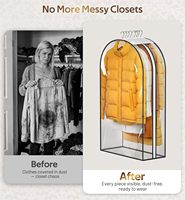 Sacs à costumes transparents à soufflets de 40 pouces avec logo personnalisé, lot de 3, pour suspendre et ranger les vêtements
